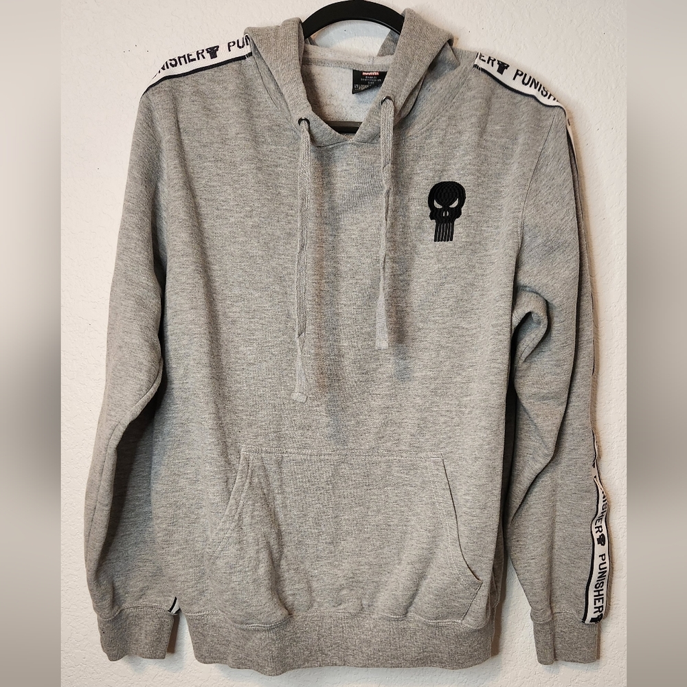 Marvel The Punisher Gray Unisex Hoodie with‎ Sleeve Ribbon, Size M